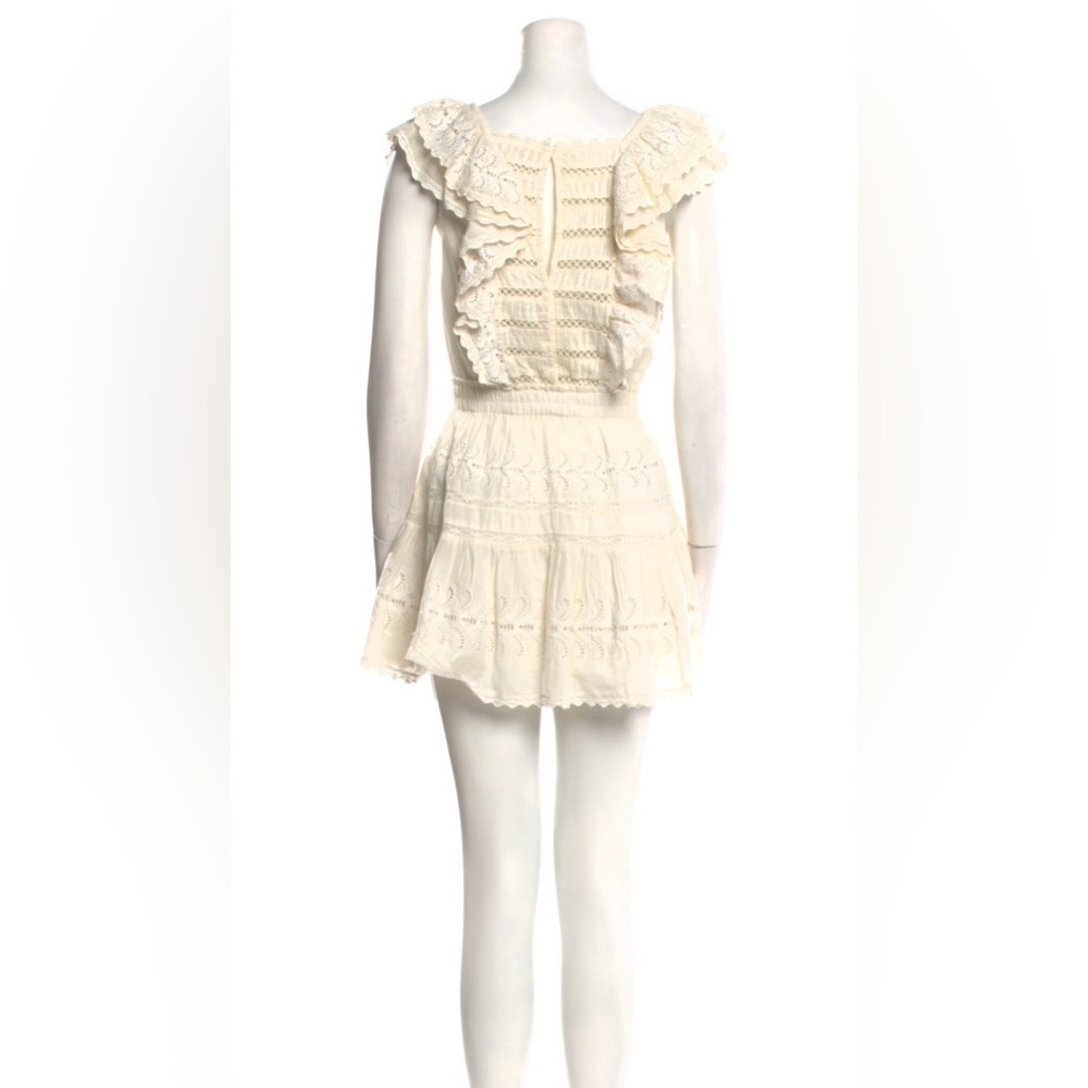 LoveShackFancy White Lace Ruffle Mini Dress SZ S Romantic Boho - Picture 4 of 9